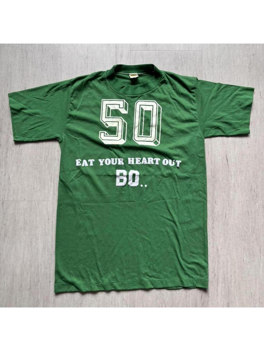 Velva Sheen Eat Your Heart Out Bo 50 T-Shirt Men’s Medium Green Single Stitch